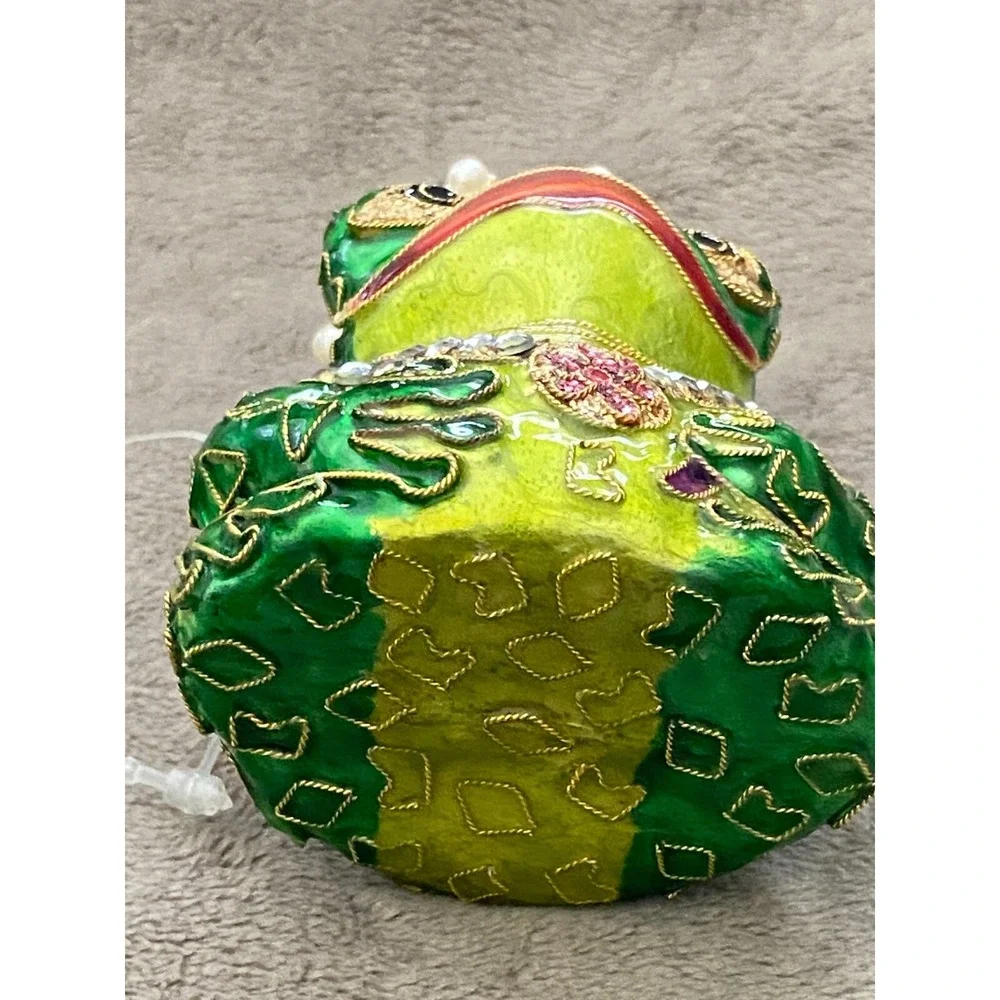 CLOISONNE Green FROG PRINCE Christmas Ornament by Dillards Trimmings NWT
